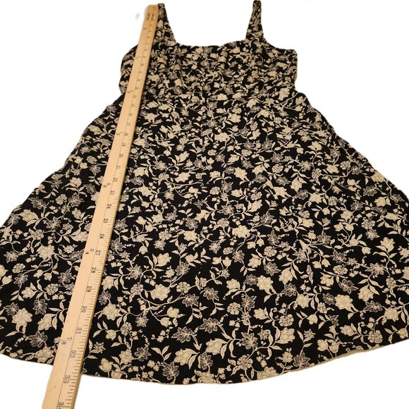 ❤️ 4/$20 Old Navy dress Women's XS Black ivory floral Sleeveless summer flare - Picture 5 of 13